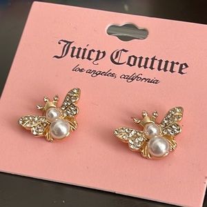 Beautiful bees Pearls rhinestones earrings Juicy Couture, new.